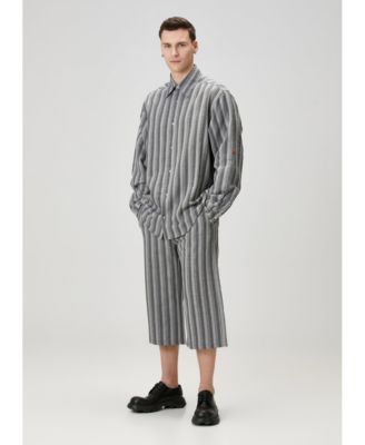 Men's Linen-Blend Checked Woven Button-Up Shirt