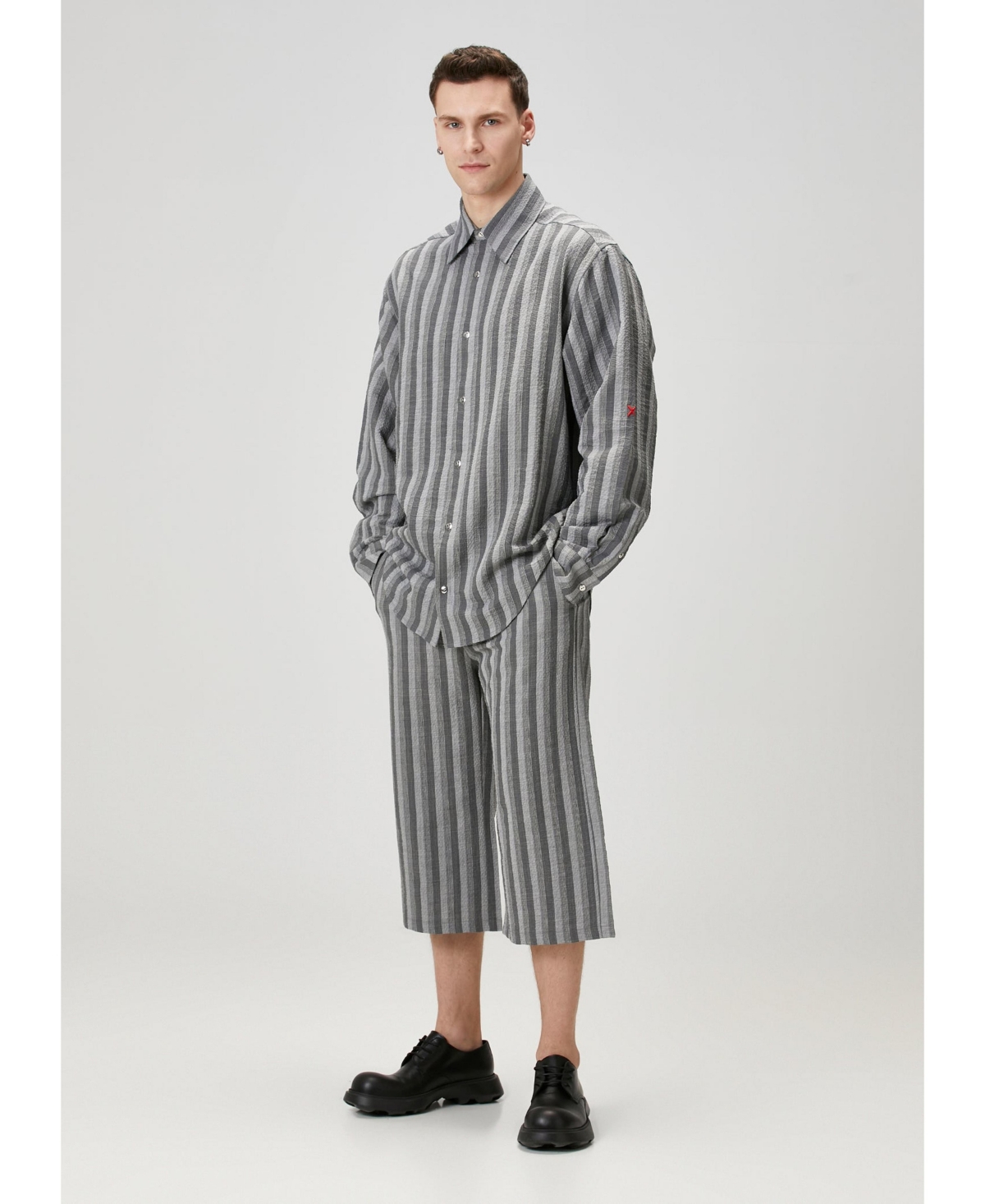 Pcfg Men's Linen-Blend Checked Woven Button-Up Shirt