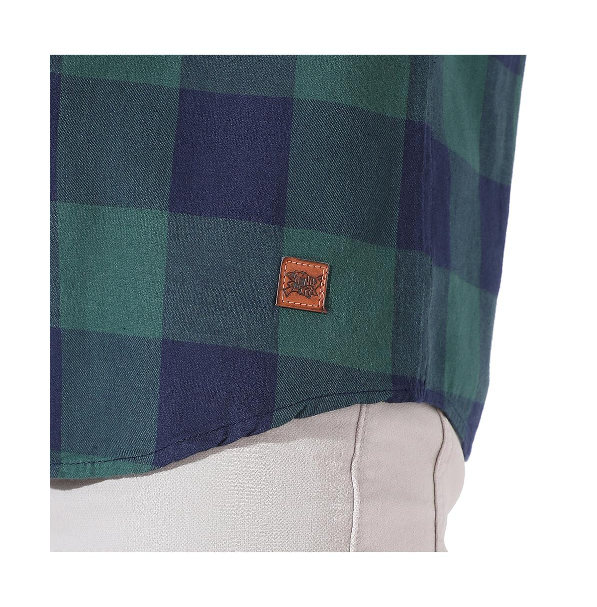Campus Sutra Men's Navy Blue & Forest Green Buffalo Check Shirt
