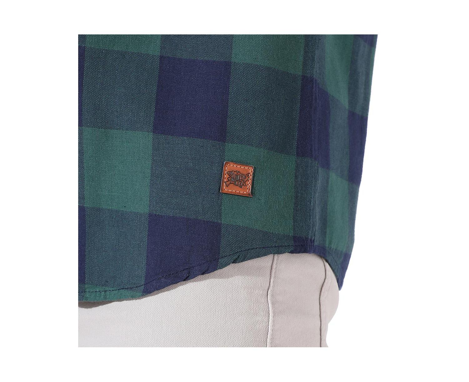 Men's Navy Blue & Forest Green Buffalo Check Shirt