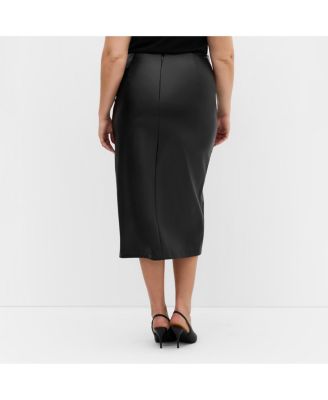 Plus Size Petra Faux Leather Midi Skirt