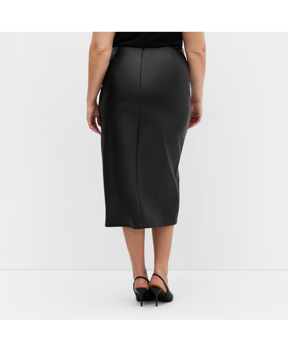 City Chic Women's Petra Faux Leather Midi Skirt
