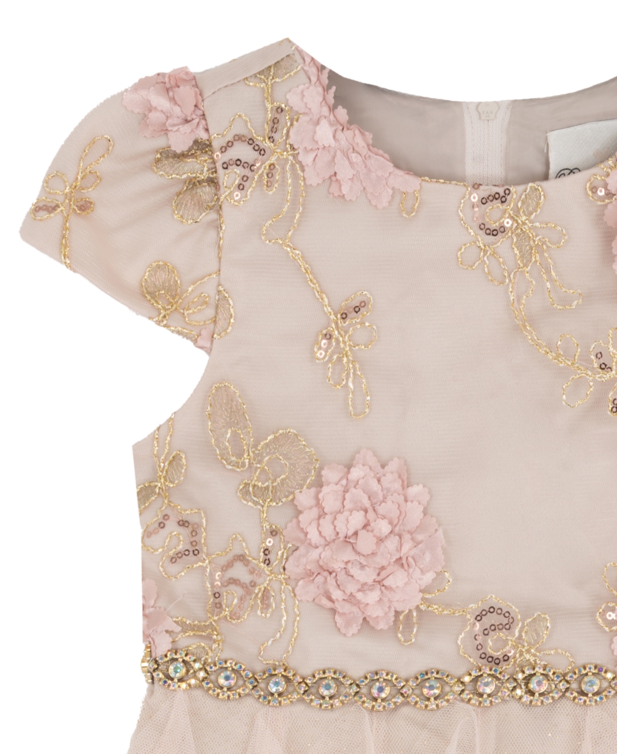 Rare Editions Girls 2T-6X Round Neck Cascading Detail Mesh Dress