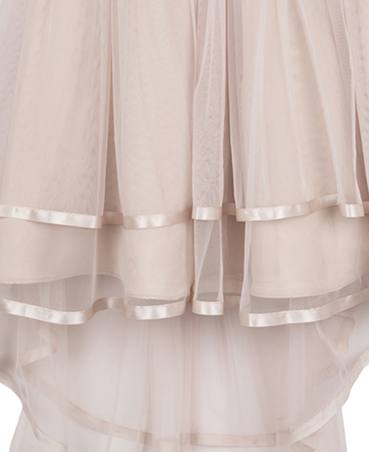 Rare Editions Girls 7-16 Embellished Mesh Bodice and Tiered Sleeveless Hi-Low Skirt Dress