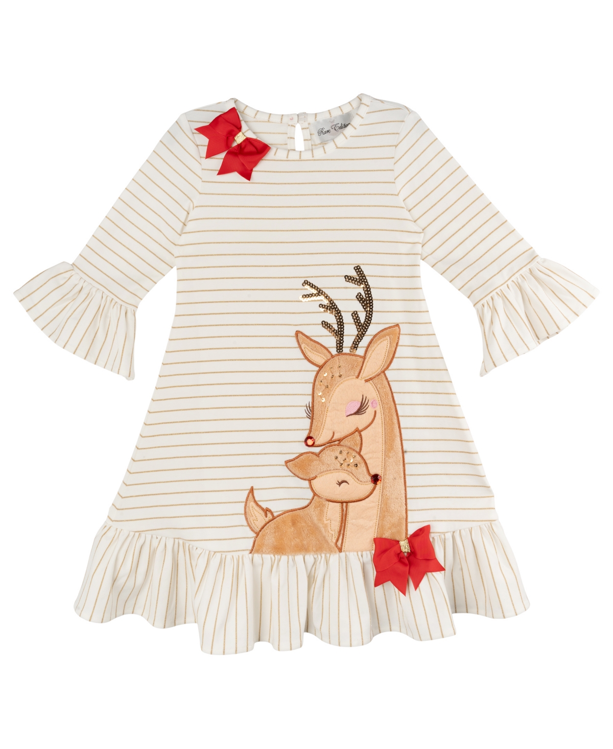 Rare Editions Girls 2T-6X Round Neck Sequin Striped Dress