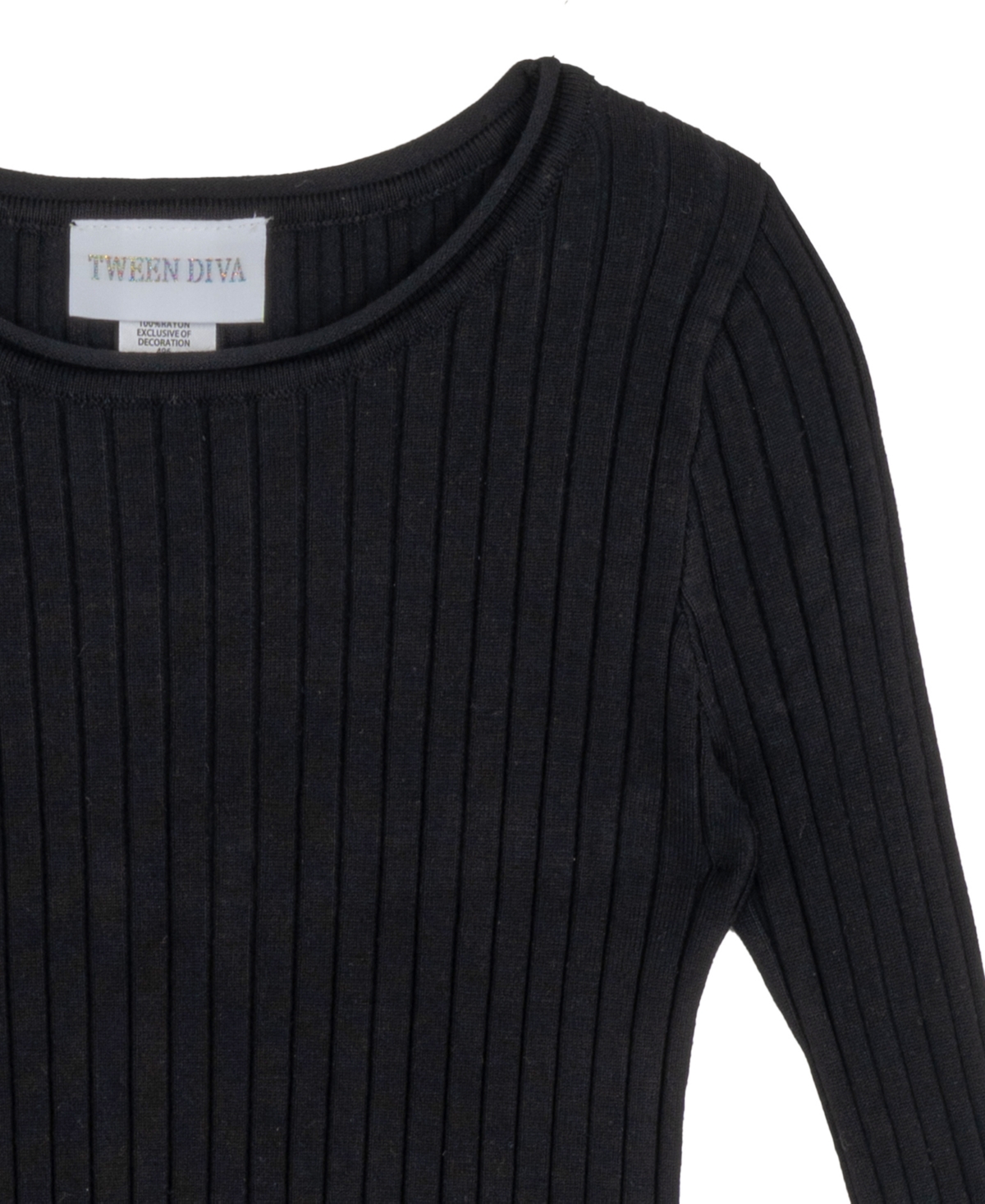 Rare Editions Girls 7-16 Asymmetrical Top with Rhinestone Embellished Wide Leg Denims, 2-Piece Set