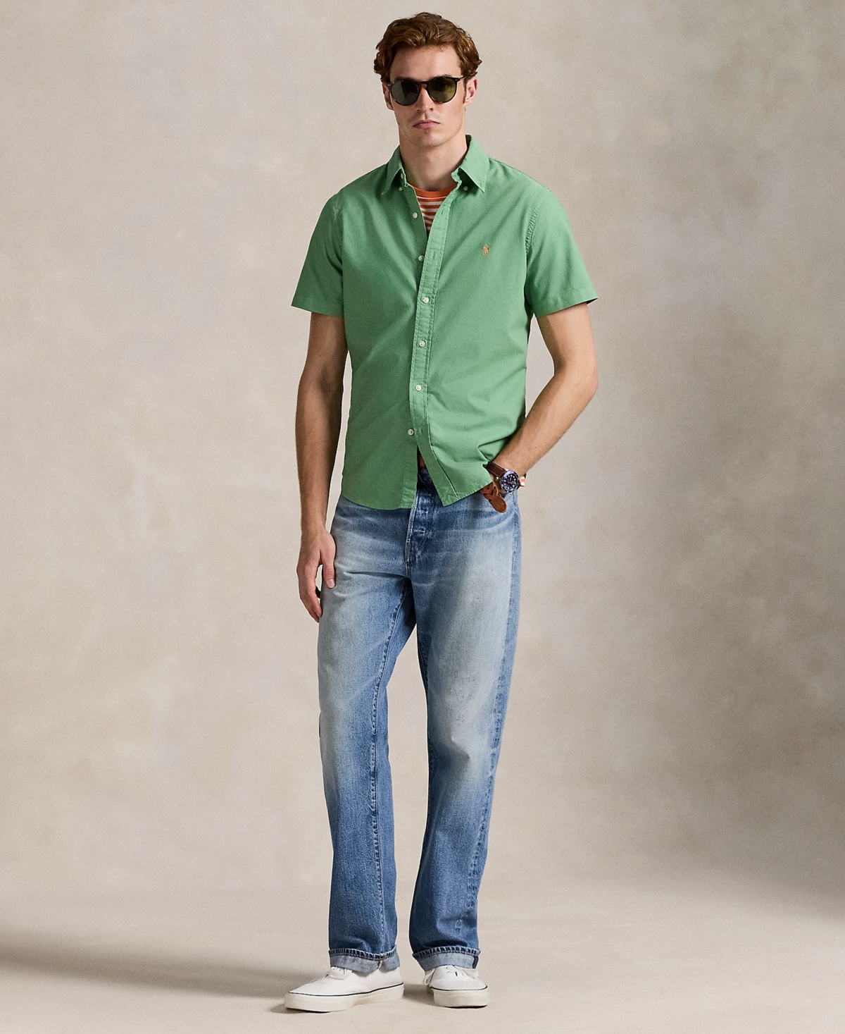 Polo Ralph Lauren Men's Classic Fit Garment-dyed Oxford Shirt In Green