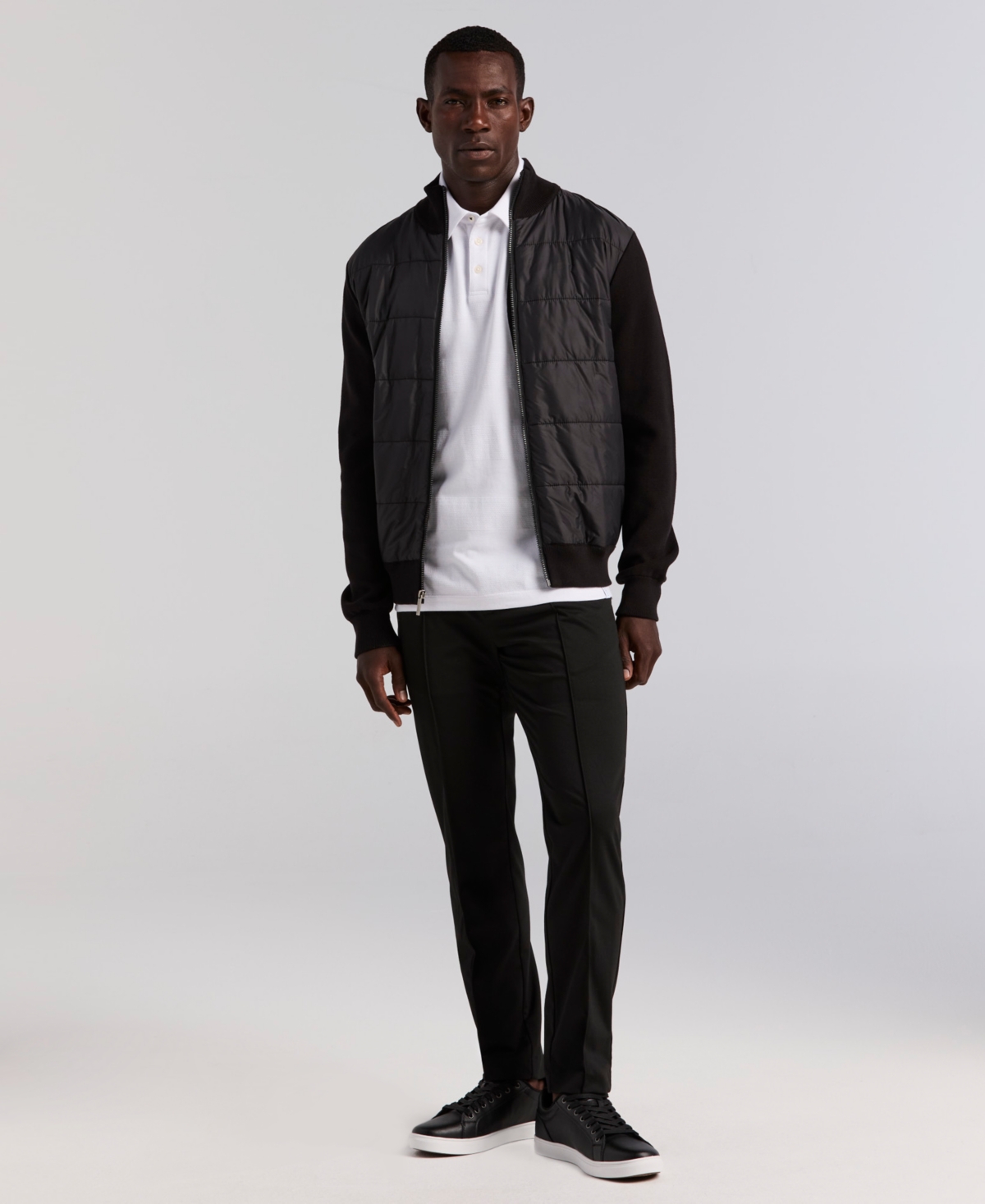 Perry Ellis Men's Quilted Front Zip Sweater