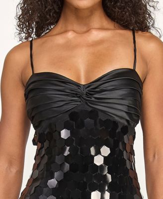 Junior's Twist Front Bandeau Slim Long Gown