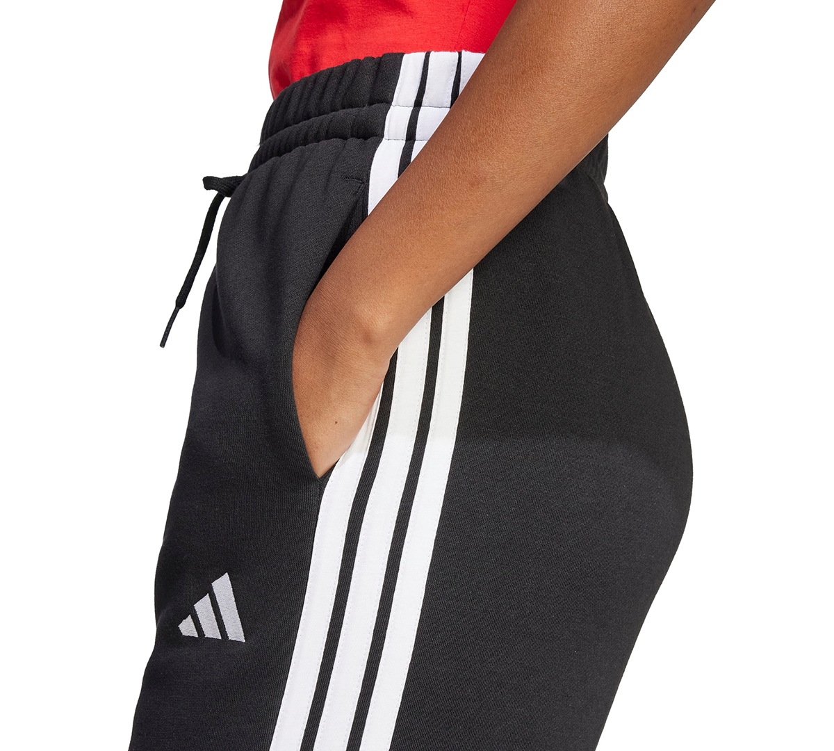 adidas Women's Essentials Three Stripes Fleece Open Hem Pants