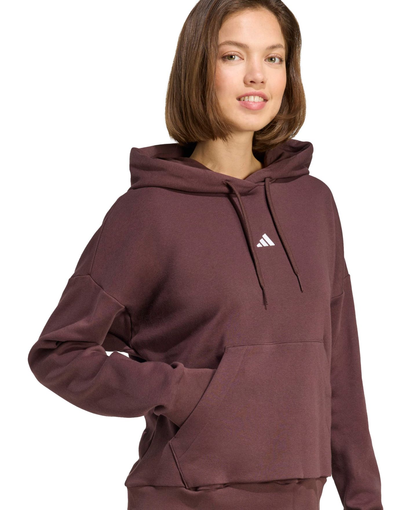 Женское худи adidas Essentials Long-Sleeve Logo, цвет: Теневой коричневый / Белый — фото 2