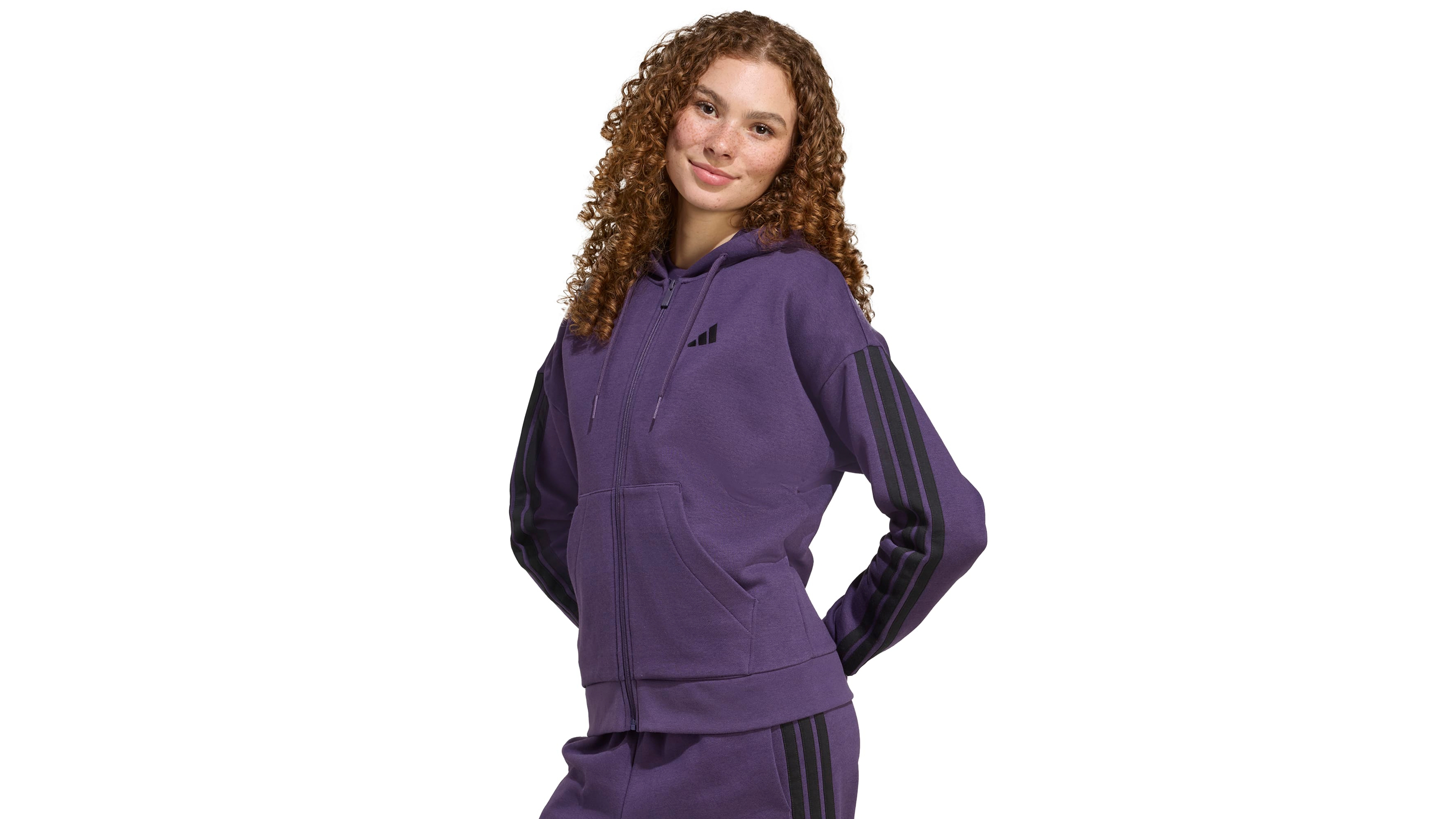 adidas Women's 3-Stripe Fleece Full Zip Hoodie