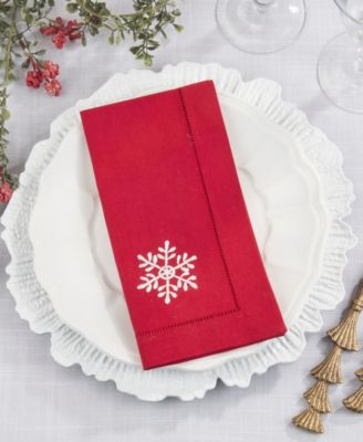 Embr'D Snowflake Hemstitch Napkin, Set of 6