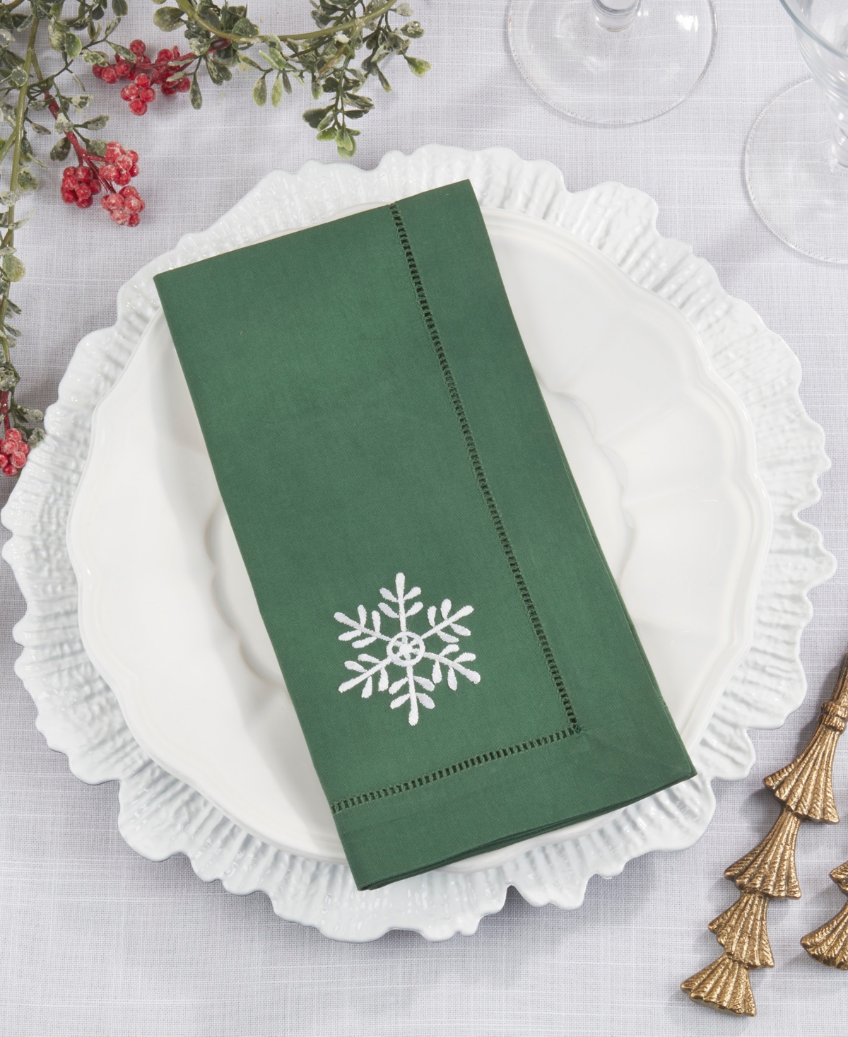 Saro Lifestyle Embr'D Snowflake Hemstitch Napkin