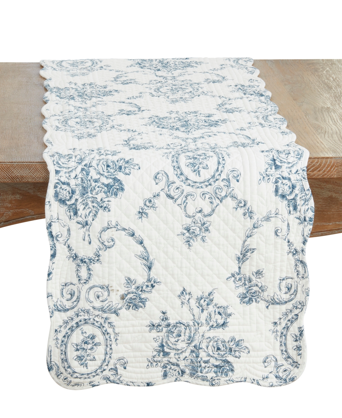 Saro Lifestyle Quilted Toile Floral Table Runner, 16" x 72"