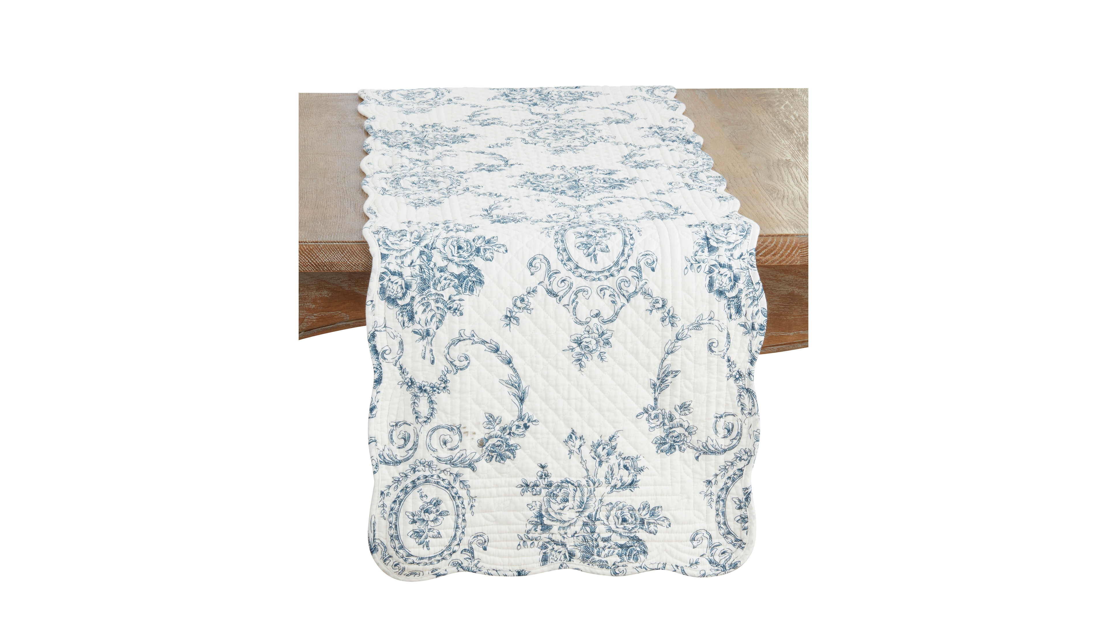 Saro Lifestyle Quilted Toile Floral Table Runner, 16" x 72"