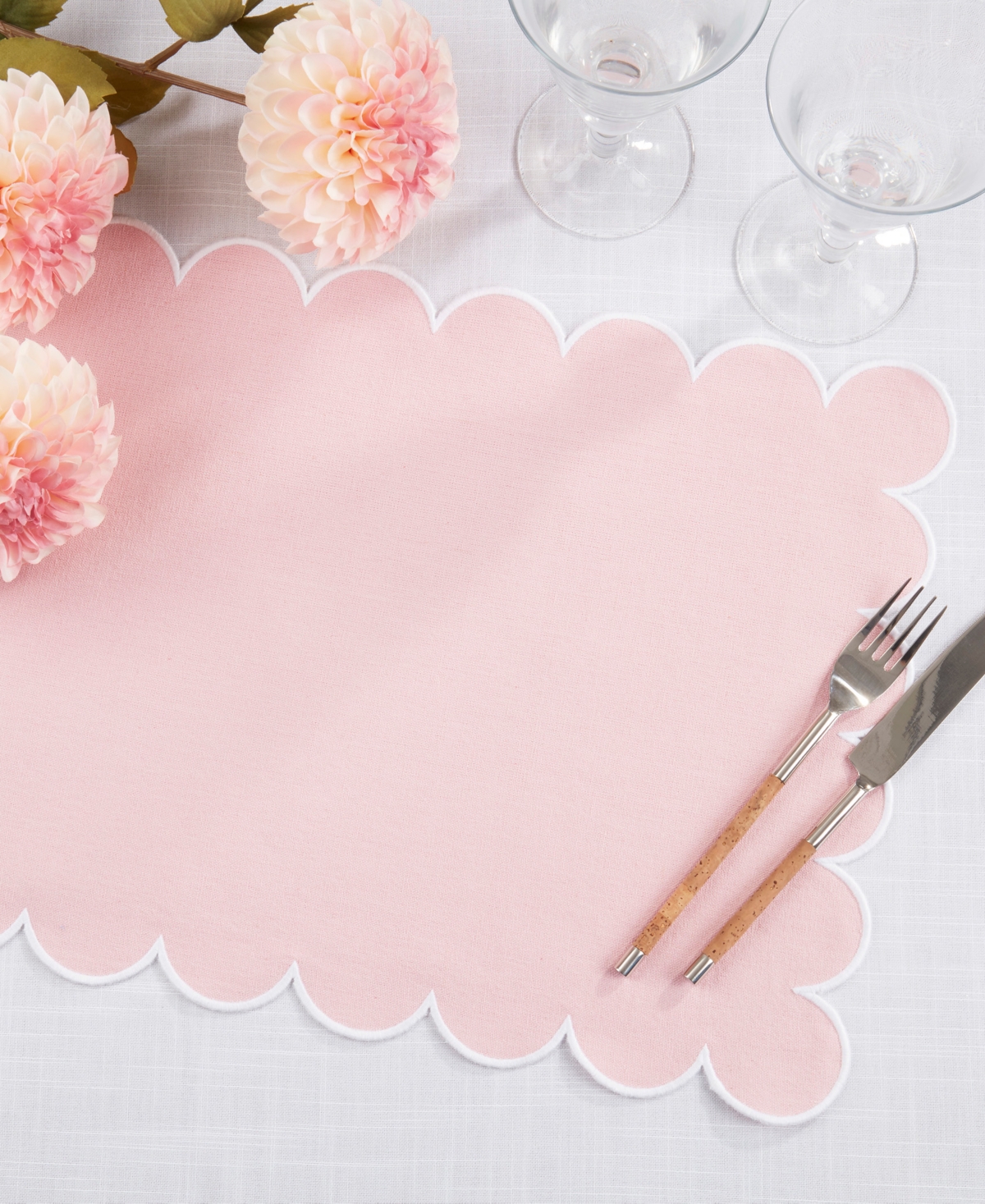 Saro Lifestyle Eco Scallop Border Placemat, Set Of 4 In Pink