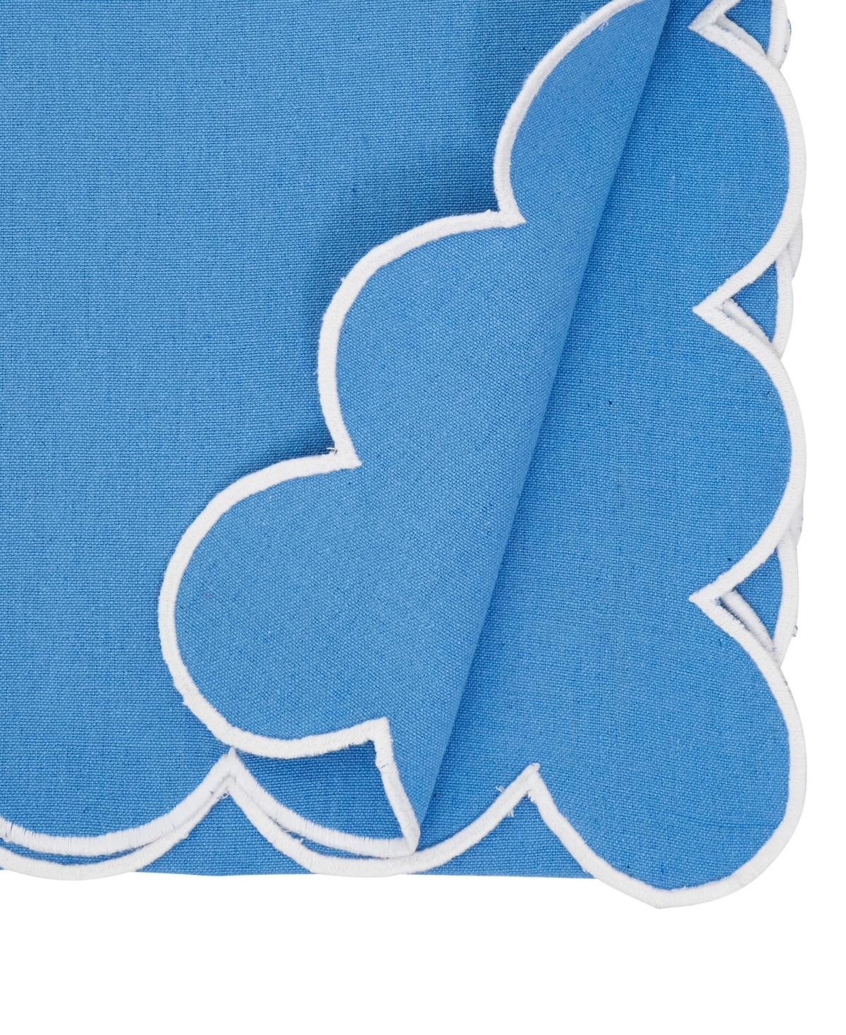 Saro Lifestyle Scalloped Table Runner, 16" X 72" In Blue