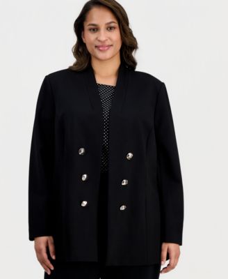 Plus Size Open-Front Long-Sleeve Jacket 
