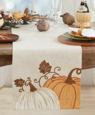 Linen Blend Pumpkins Table Runner, 16" x 70"