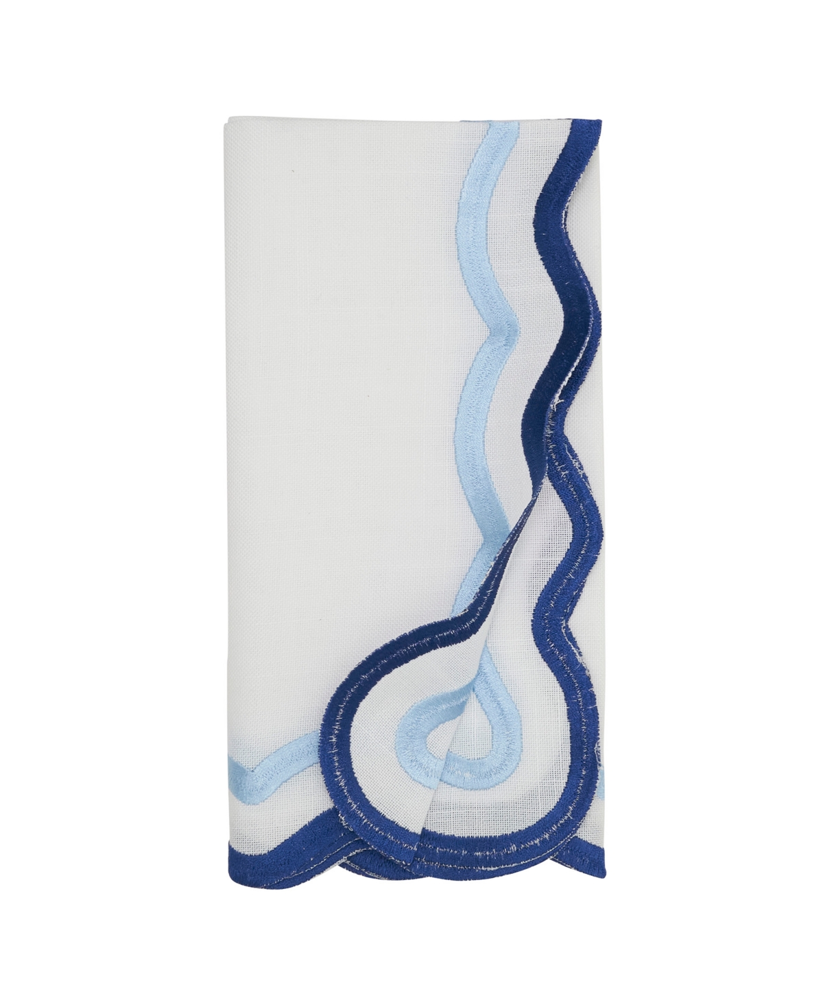 Saro Lifestyle Scalloped Border Napkin, Set Of 4 In Blue