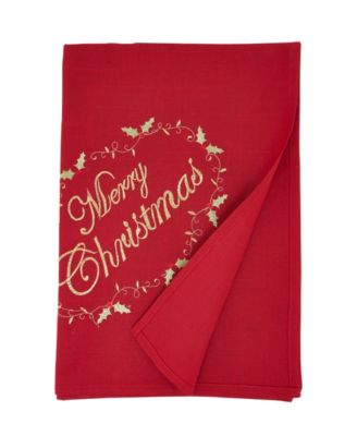 Merry Christmas Embroidered Design Tablecloth, 65" x 180"
