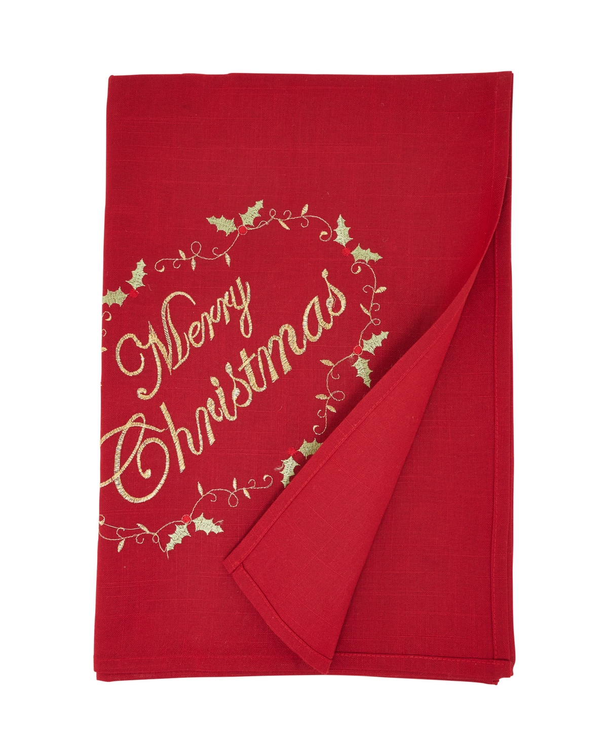 Saro Lifestyle Merry Christmas Embroidered Design Tablecloth