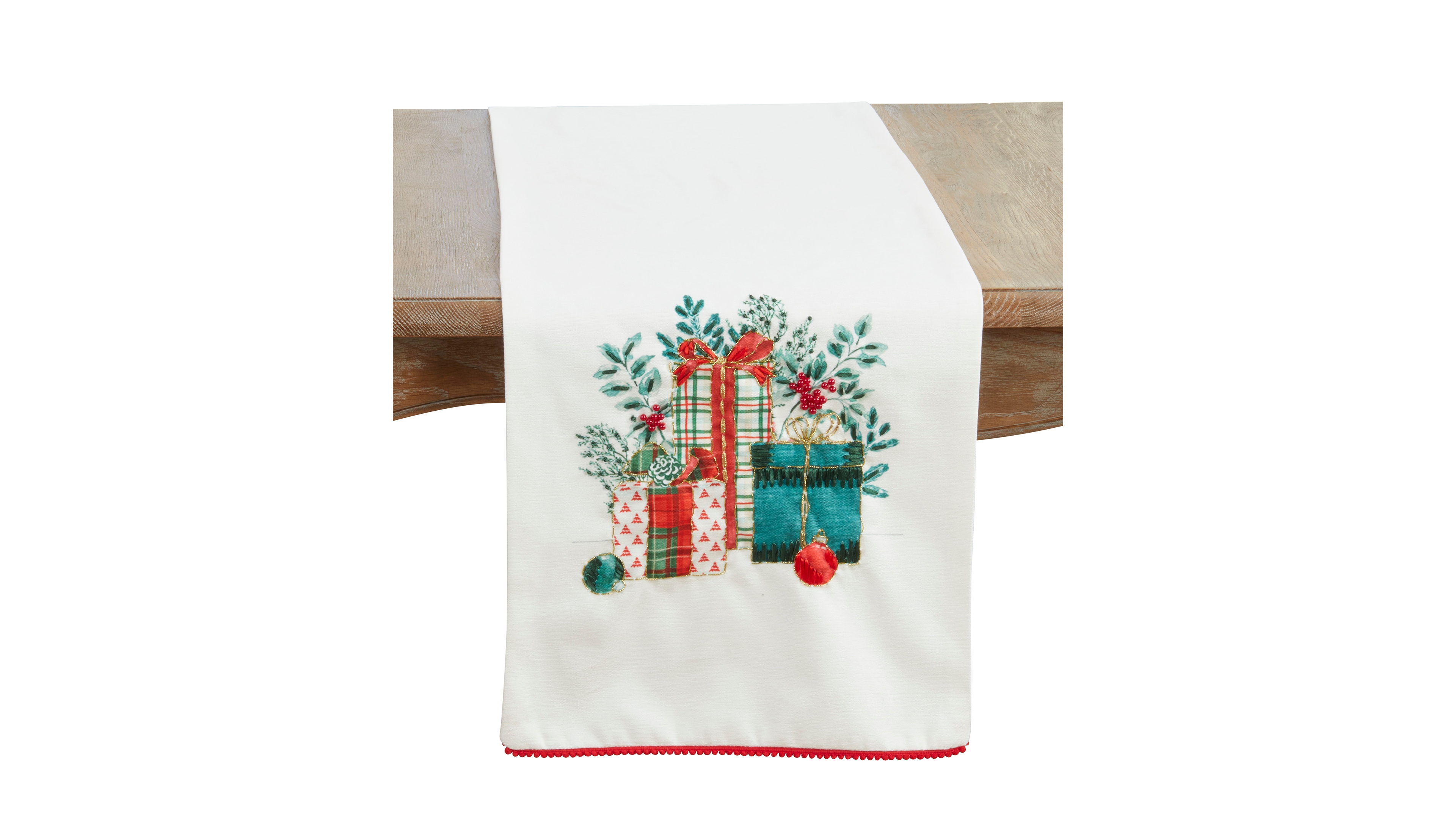 Saro Lifestyle Christmas Gifts Table Runner, 16" x 72"
