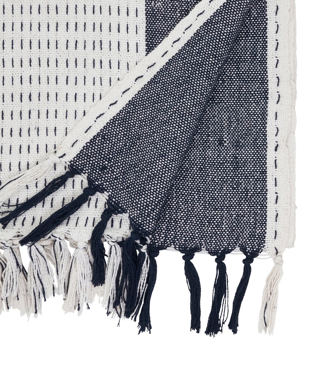 Saro Lifestyle Stitched Banded Table Runner, 16" X 72" In Blue