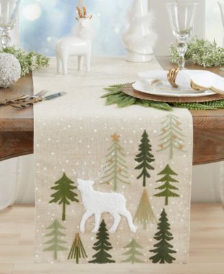 Christmas Trees and Deer Table Runner, 16" x 70"