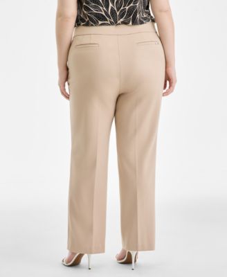 Plus Size Mid-Rise Pull-On Straight Pants