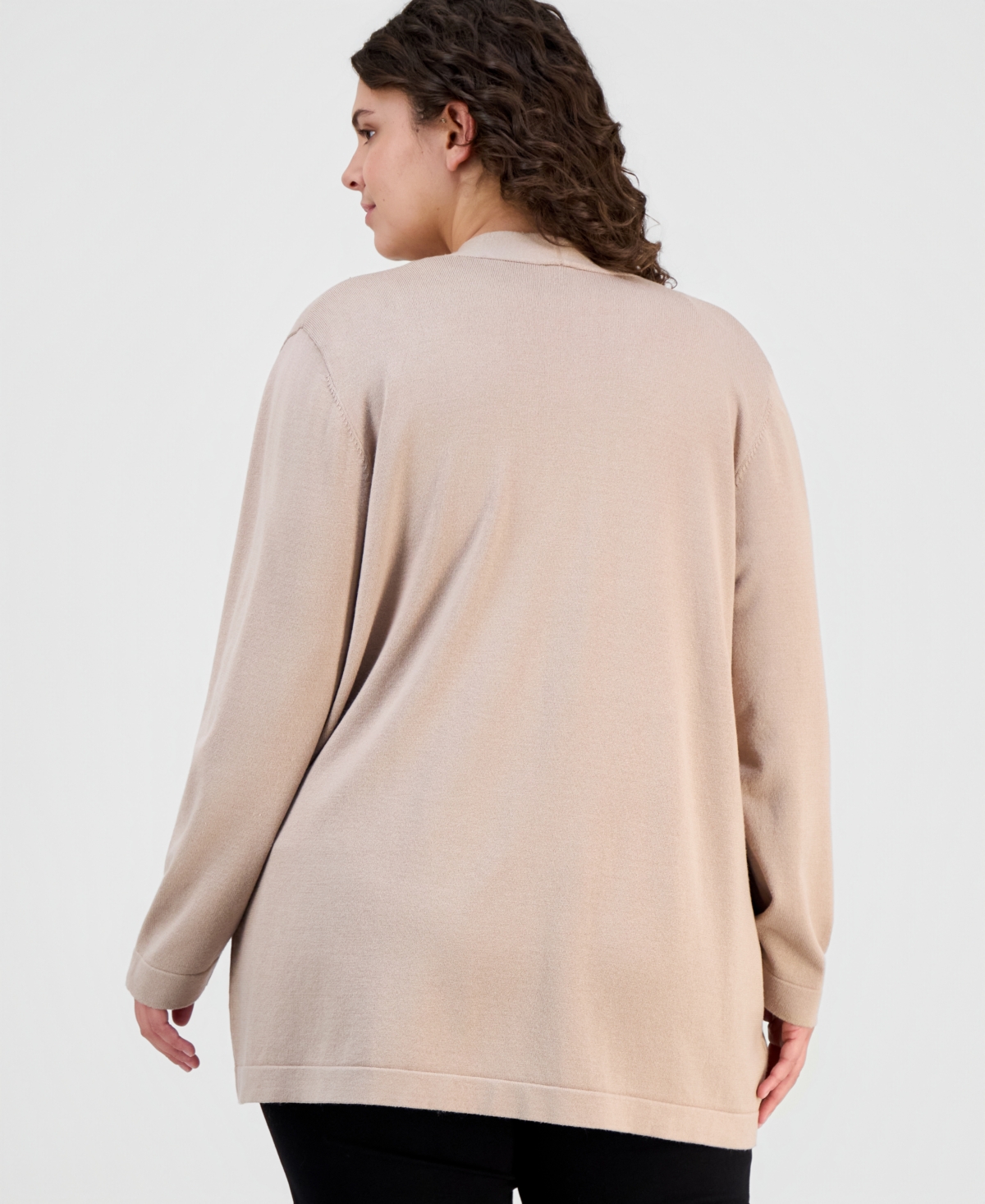 Ak Anne Klein Plus Open-Front Cardigan