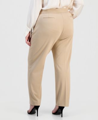 Plus Size High Rise Straight-Leg Pull-On Pants