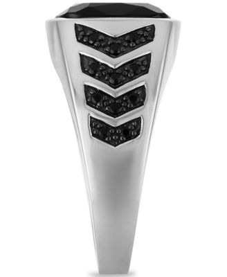 Black Onyx and Black Spinel Stones Ring in Sterling Silver