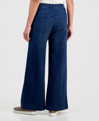 Petite High-Rise Wide-Leg Tummy-Control Jeans, Macy's Exclusive 