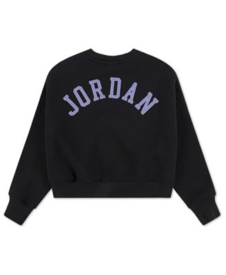 Girls' 7-16 Fleece Crewneck Ribbed Trim Sweatshirt