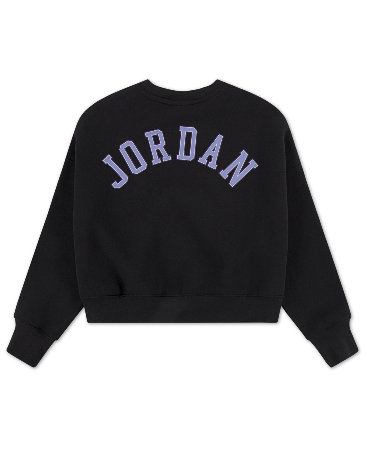 Jordan Girls S-xl Fleece Crewneck Ribbed Trim Sweatshirt In Black