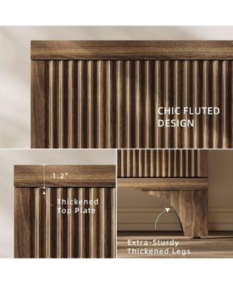 47-Inch Mid-Century Modern Buffet Cabinet with Fluted Doors &amp;#x2013; 3-Door Sideboard Credenza for Kitchen, Dining, or Living Room