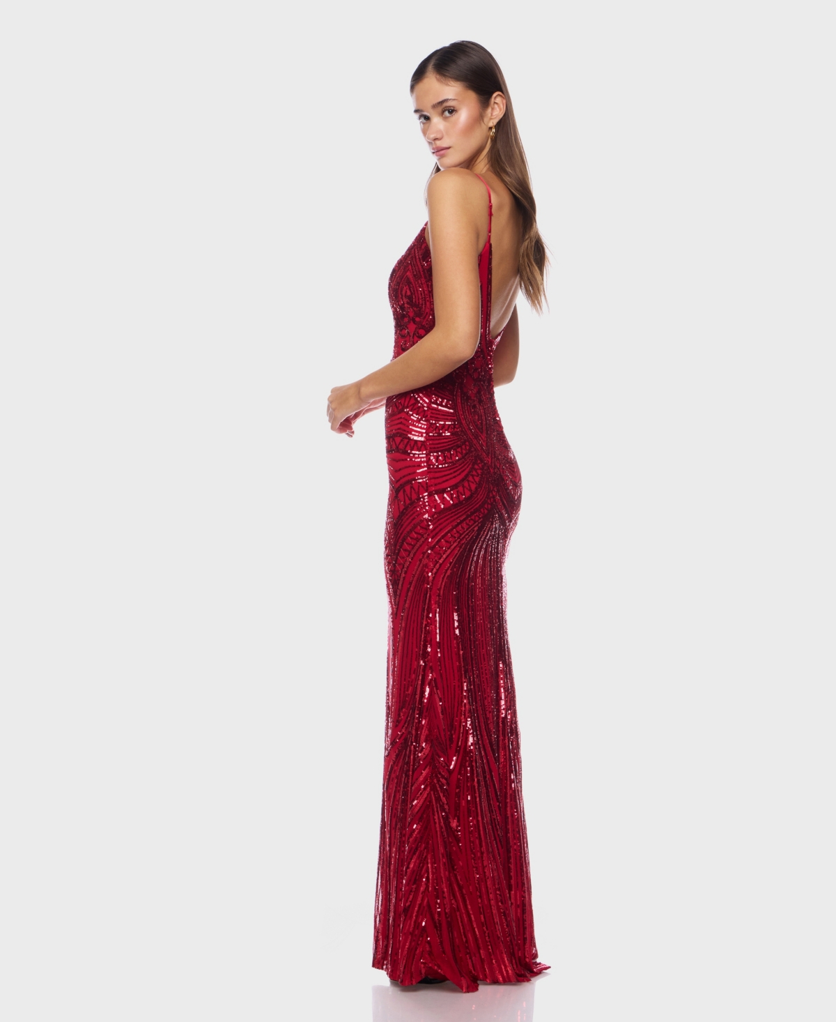 Alex & Sophia Juniors' V-neck Sequined Dress In Red