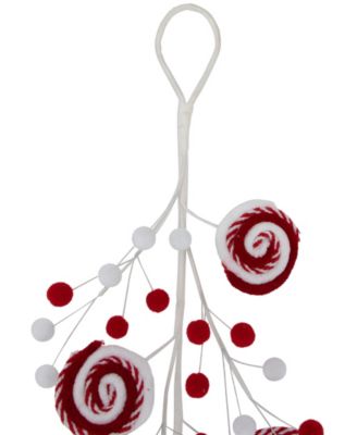 30" Candy Cane Swirls and Pom Poms Christmas Garland