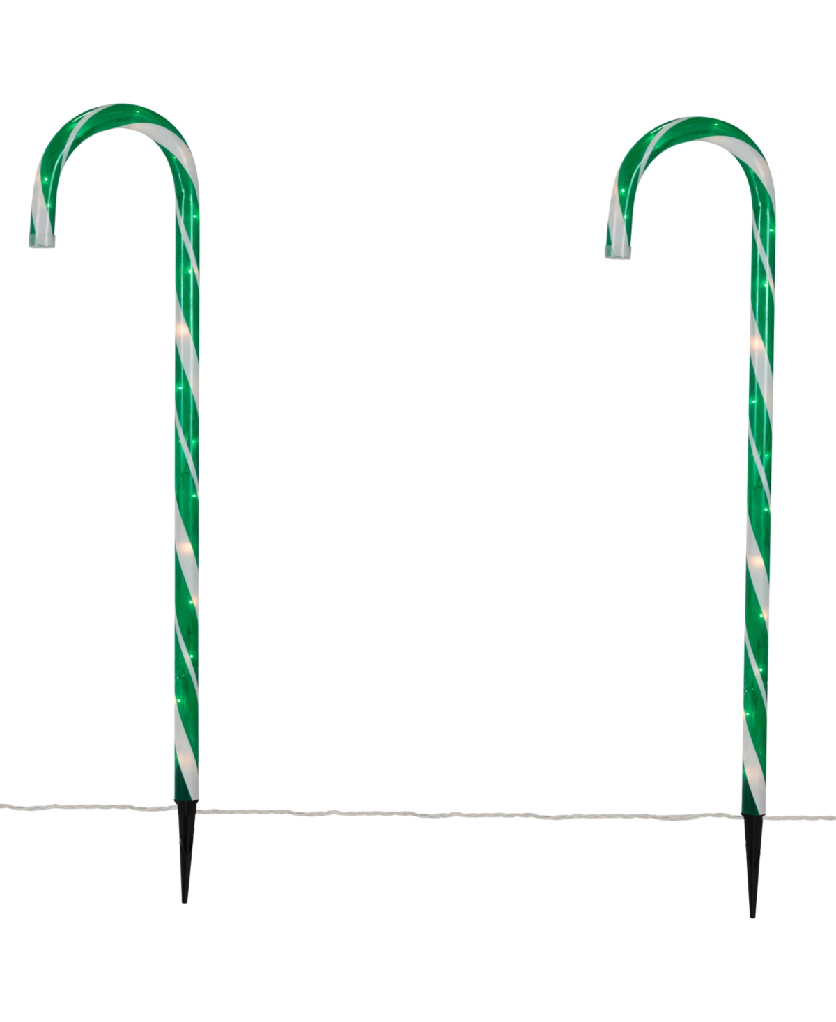 Northlight Lighted Candy Cane Outdoor Christmas Pathway Markers, Set Of 6 In Green