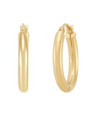 Polished Tube Hoop Earrings in 14k Yellow Gold