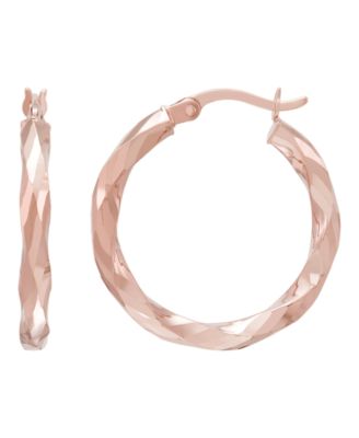 Macy's - Polished Twist Tube Hoop Earrings in 10K Rose Gold