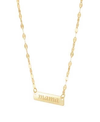 Polished MAMA Pendant Necklace in 10k Yellow Gold