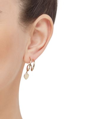 Double Hoop Heart Earrings in 14k Yellow Gold