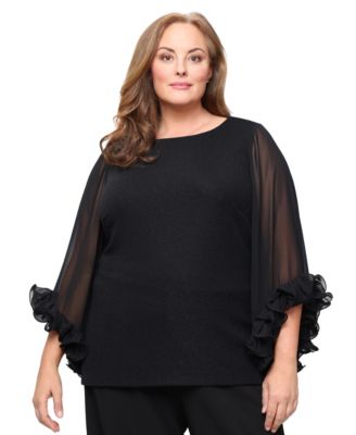 Alex Evenings - Plus Size Boat Neck Metallic Top