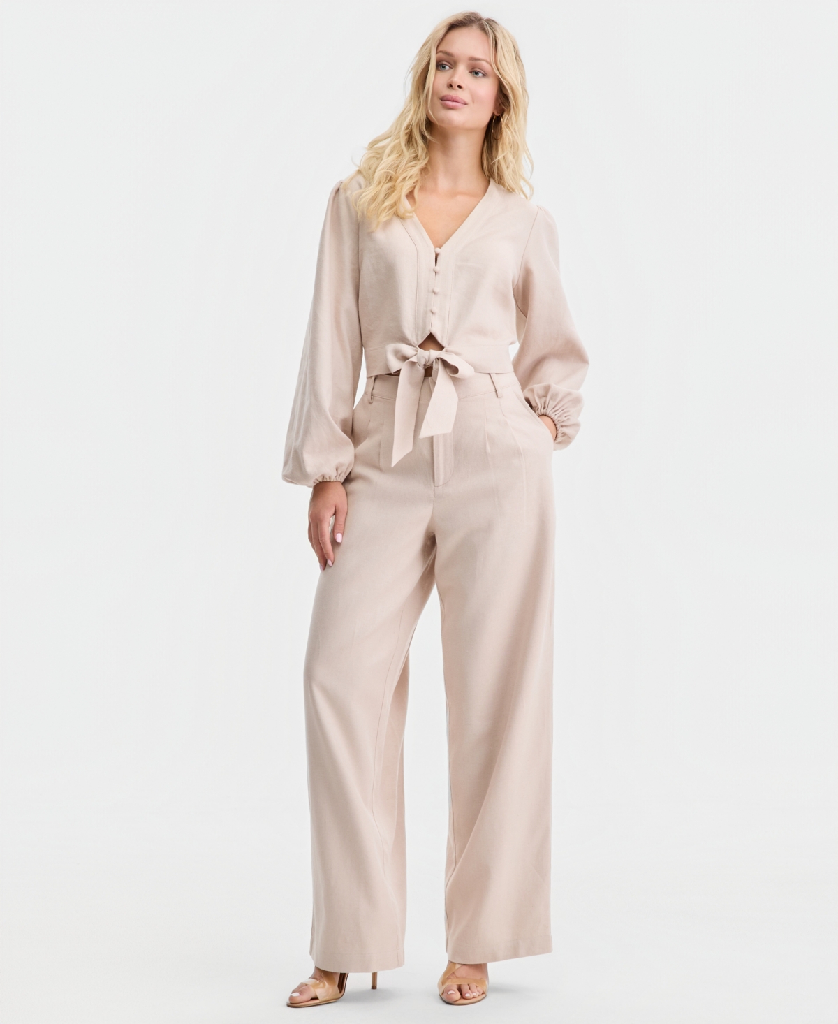 Guess Women's Shirley Linen Tie-Front Blouse