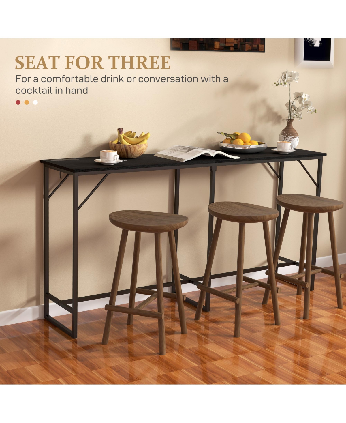 Homcom 70" Bar Table with Charging Station, Height Pub Table,