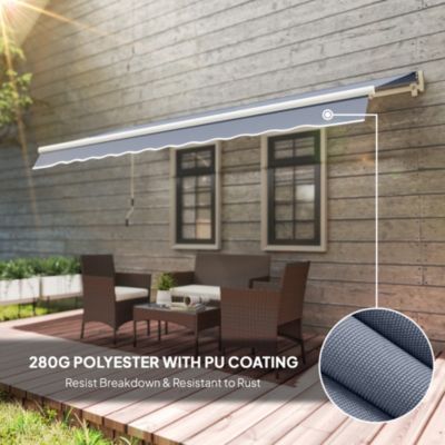 12' x 8' Retractable Awning, Patio Awning Sun Shade Shelter,