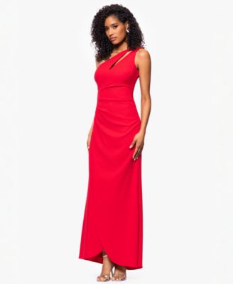 Women's Petite One-Shoulder Ruched Gown